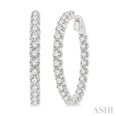 5 Ctw Inside-Out Round Cut Diamond Hoop Earrings in 14K White Gold